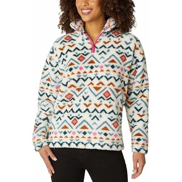 Eddie Bauer Sweaters - Eddie Bauer Women's Ultra Soft Fleece 1/4 Zip Aztec LS Pullover Top Cozy Large